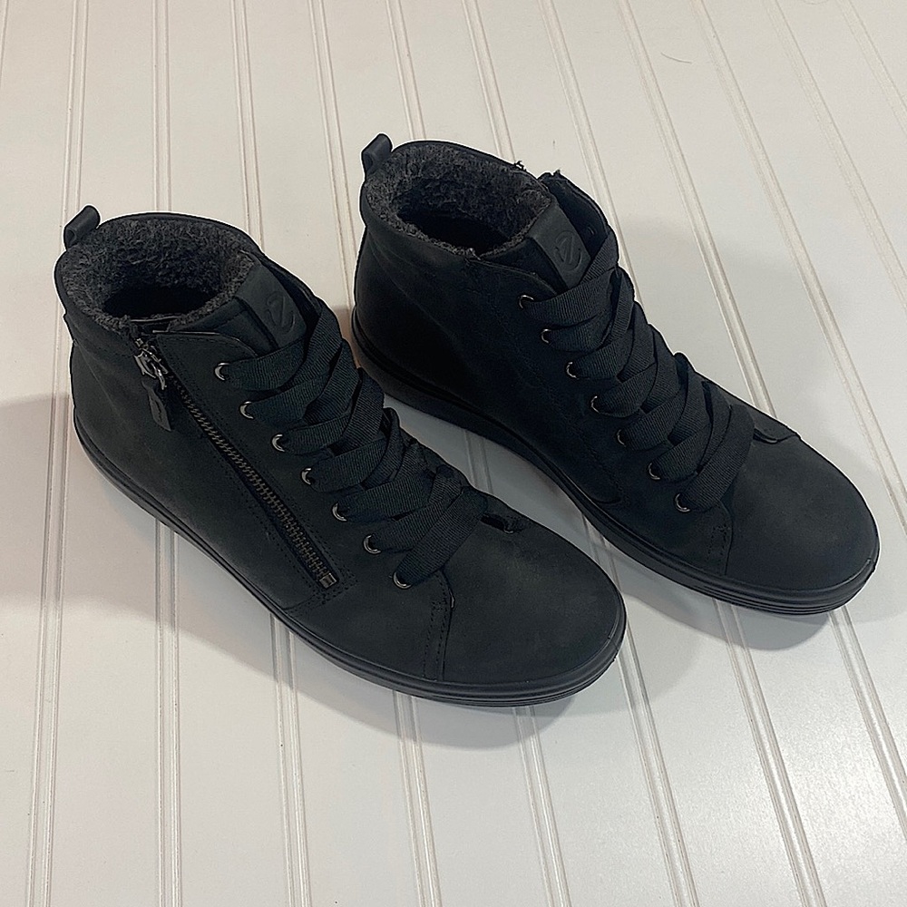 ECCO Soft 7 Tred GTX High Top Boot Tennis Shoe Bootie, Leather, Black, Size 41